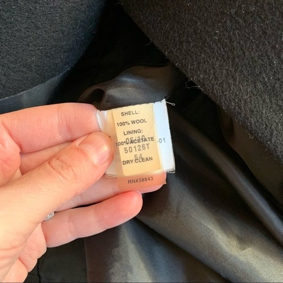 Tahari Black Classic Designer Cowl Collar Wool Winter Pea Coat Size 4 - Picture 4 of 9